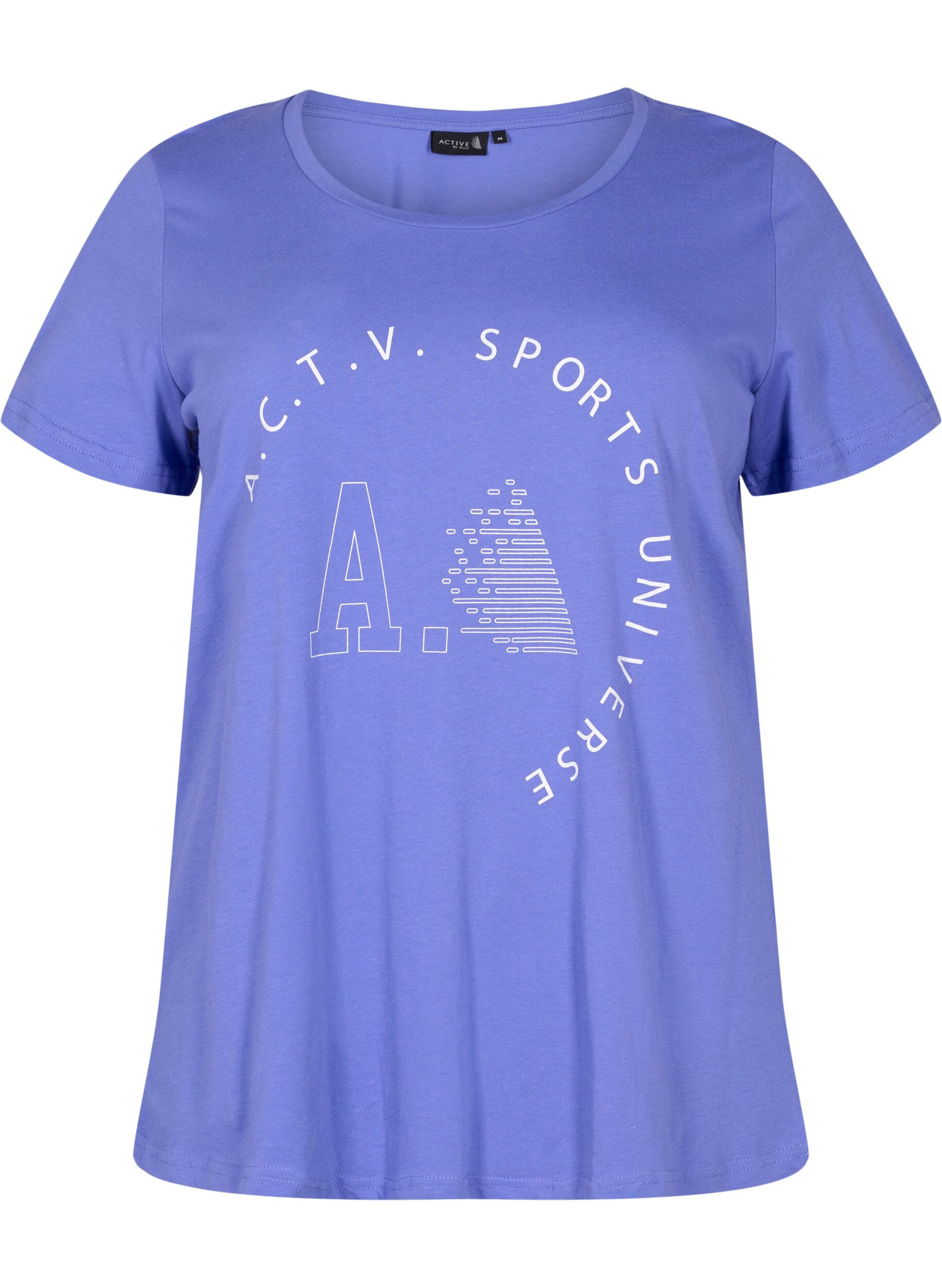 Zizzi T-shirt de sport avec imprim&eacute;, Very Peri A.C.T.V, Packshot image number 0