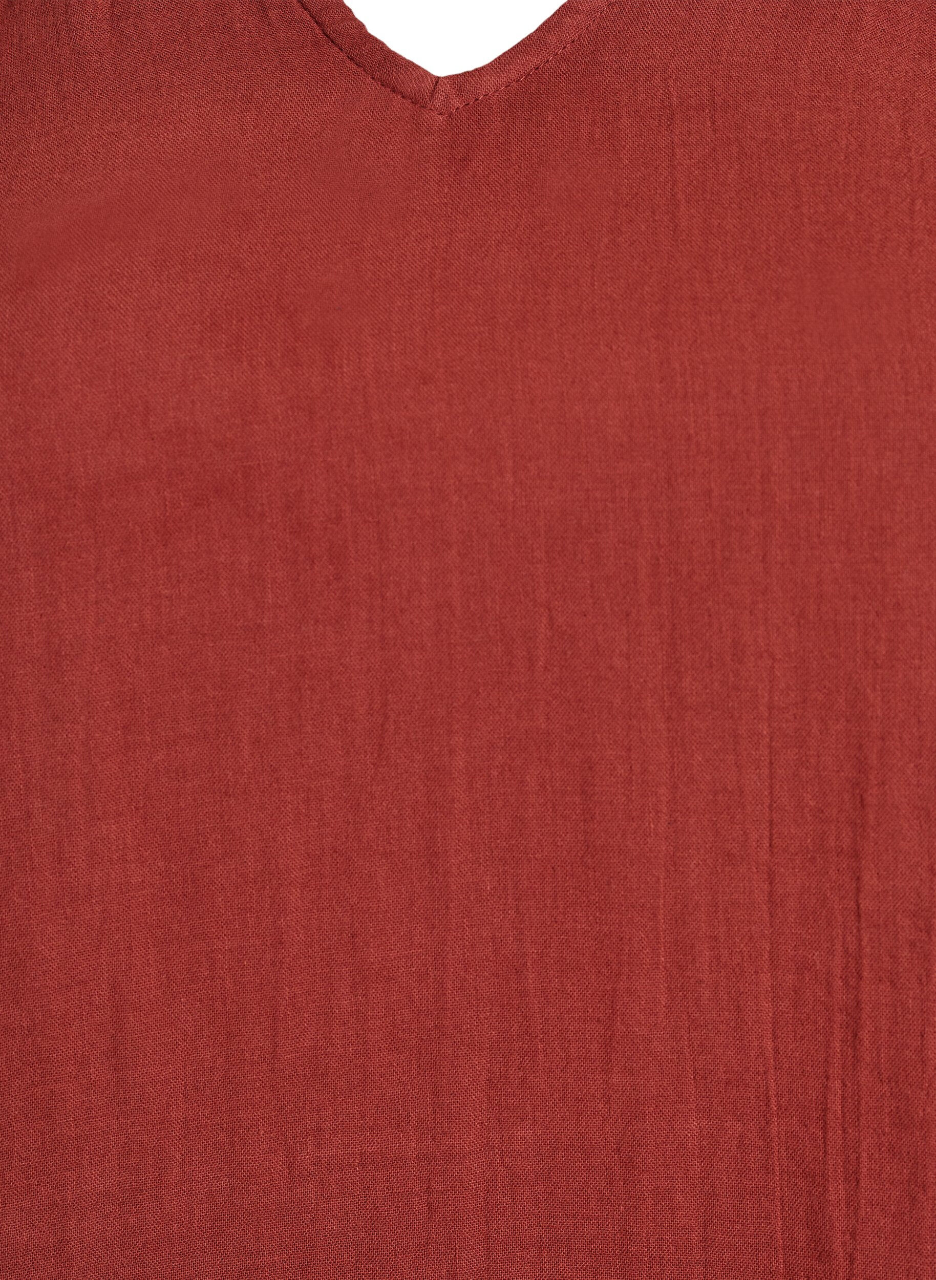 Zizzi Top sans manches en mousseline de coton avec volants, Bordeaux, Packshot image number 2