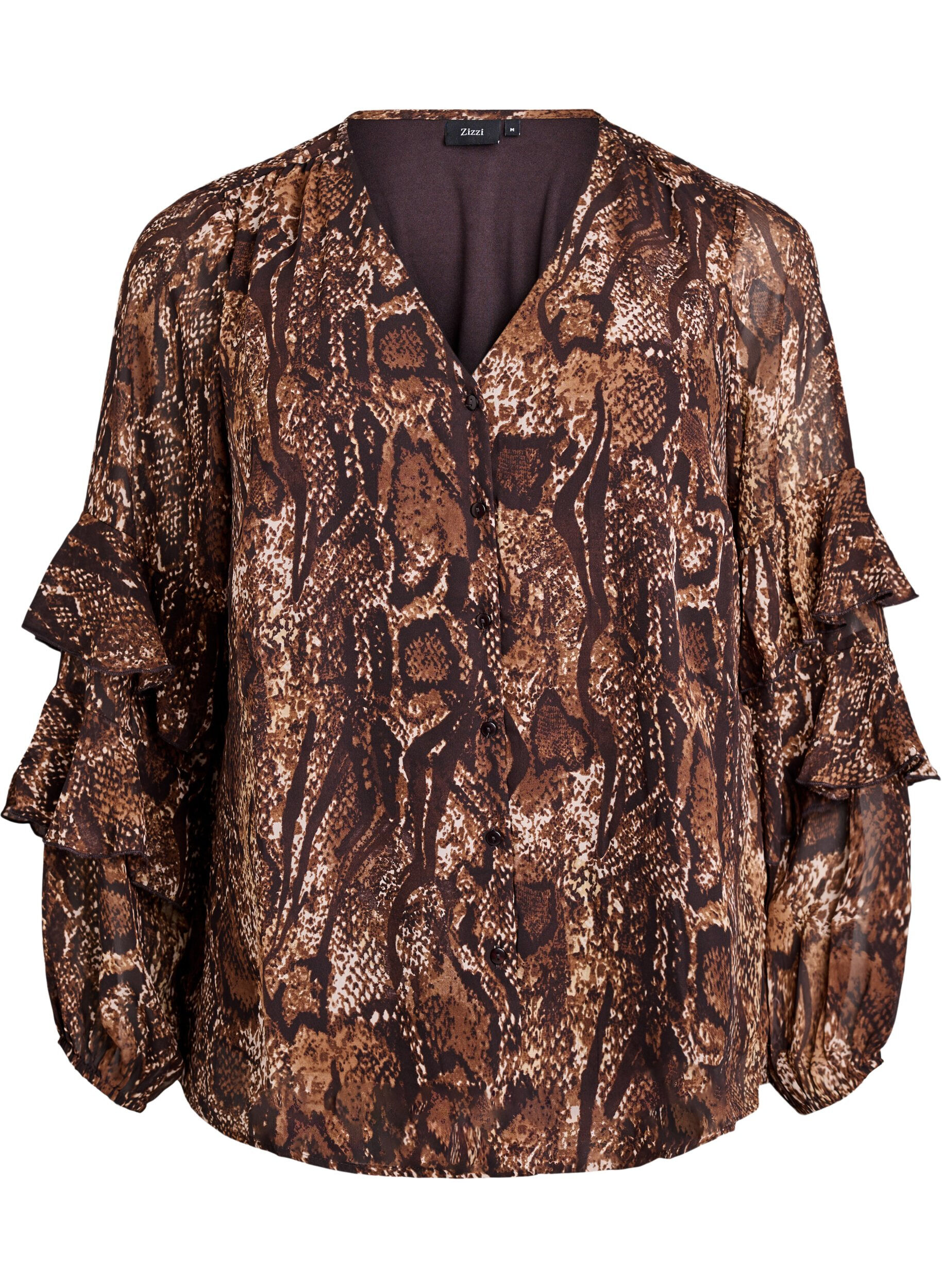 Blouse imprim&eacute;e animal et volants