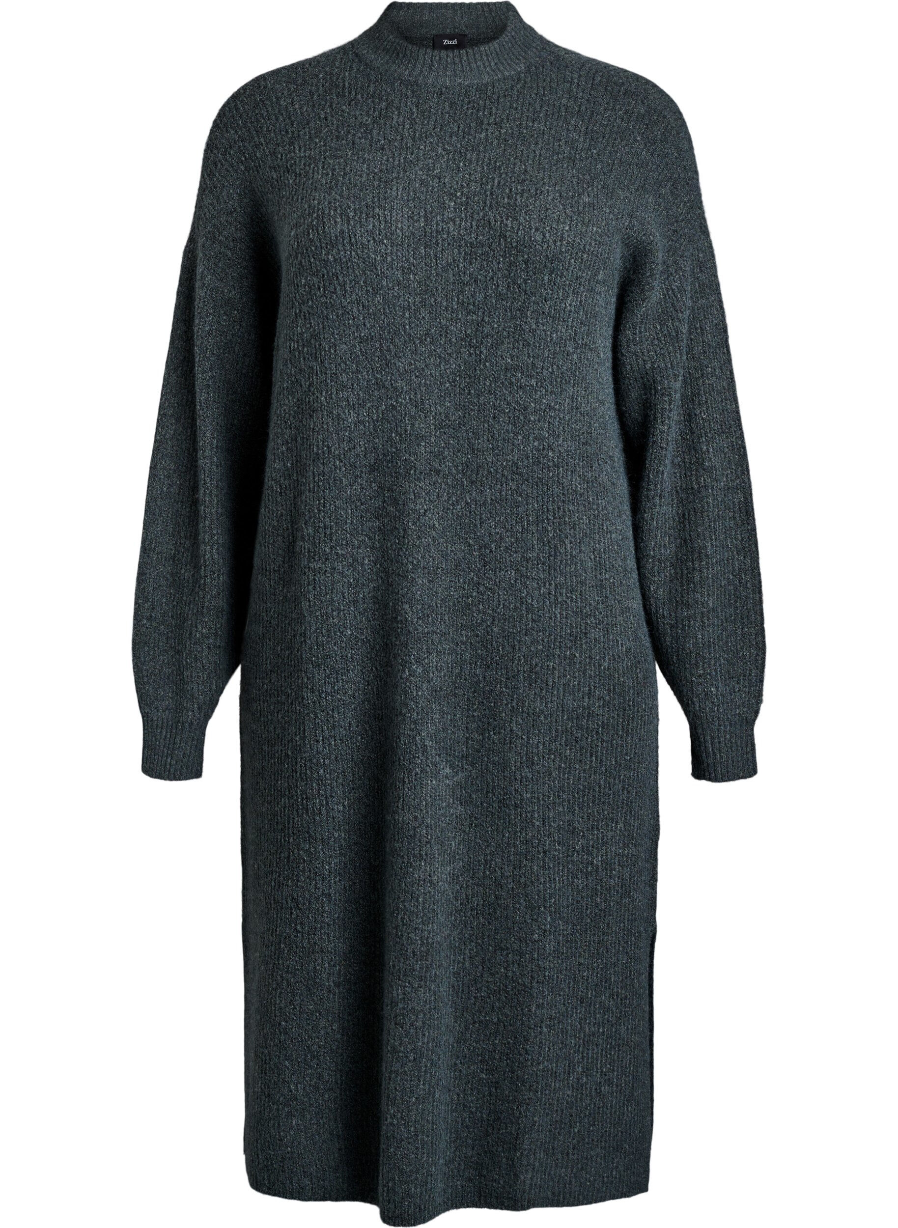 Robe longue en maille &agrave; col montant