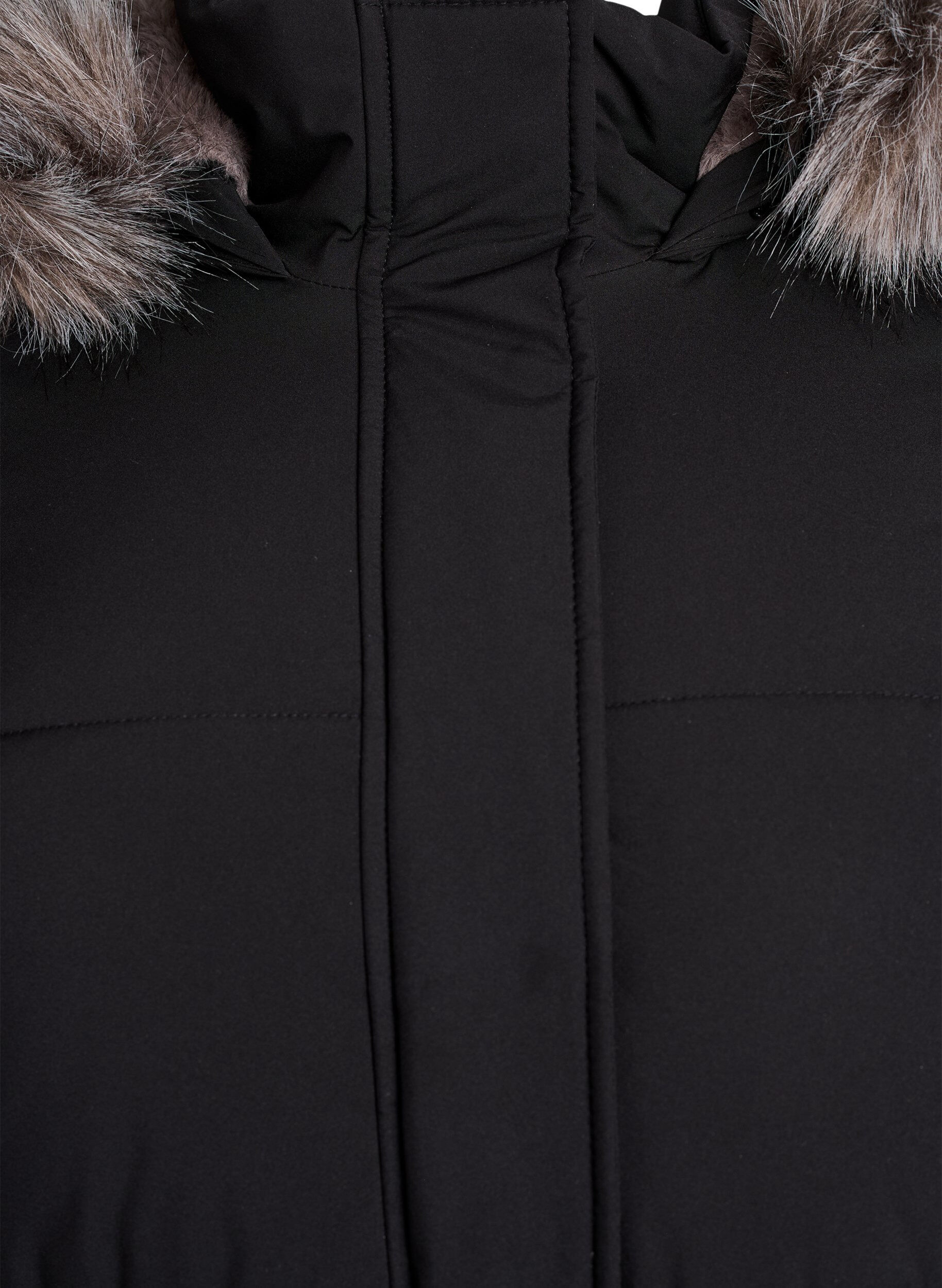 Zizzi Parka d&eacute;perlante avec col en fausse fourrure, Noir, Packshot image number 2