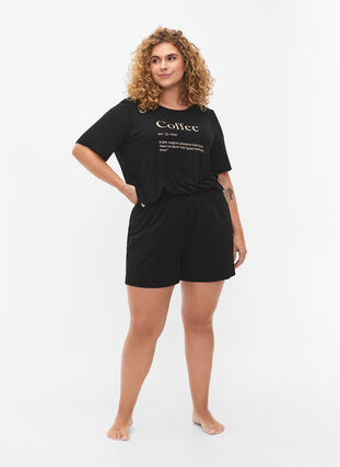 T-shirt de nuit à manches courtes en viscose, Black Coffee, Model image number 2