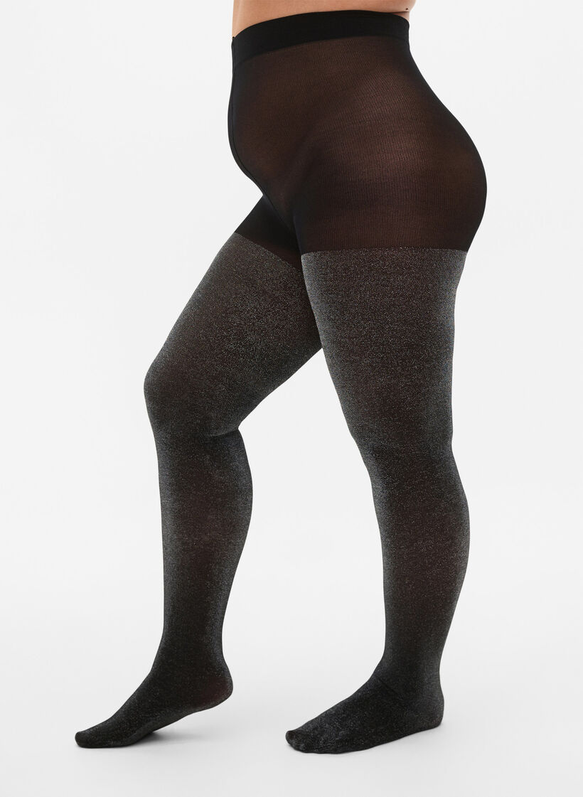 Collants en paillettes 50 deniers., Noir, Model