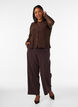 Pantalon tailleur large &agrave; taille haute, Marron, Model image number 0