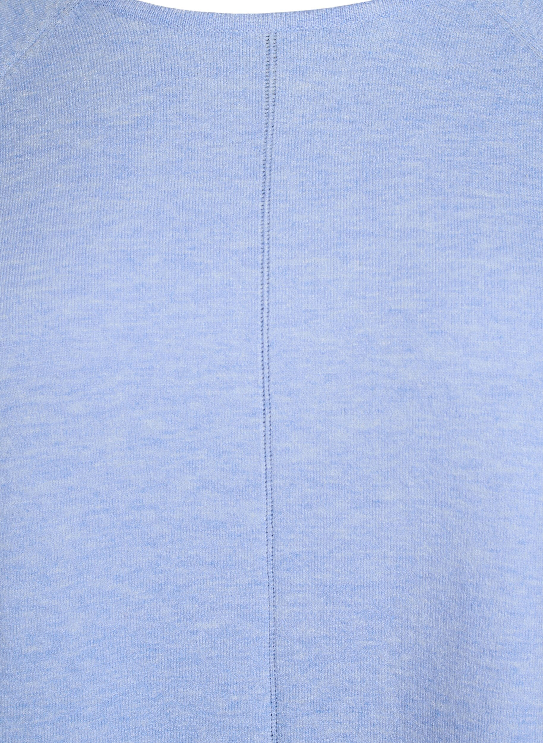 Zizzi Blouse en maille &agrave; col rond et motif tricot&eacute;, Bleu Clair, Packshot image number 2