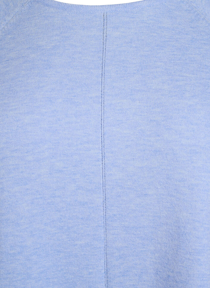 Chemisier en tricot avec col rond et motif tricot, Bleu Clair, Packshot image number 2
