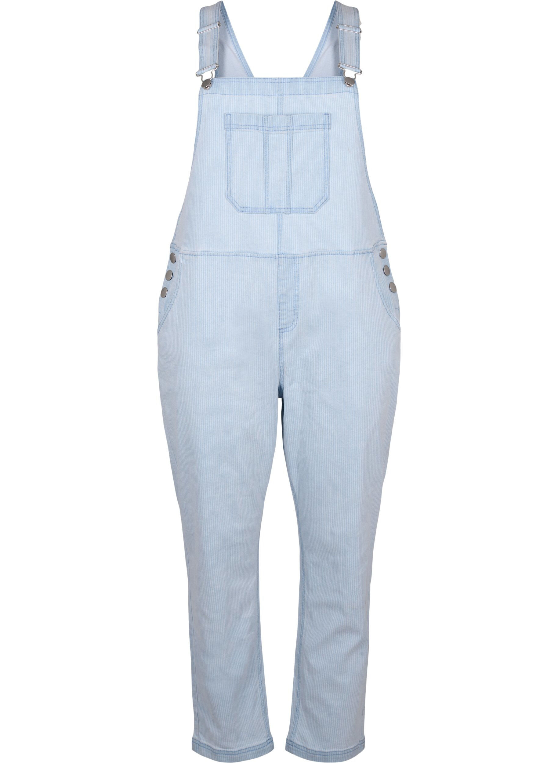 Zizzi  Salopette en jean ray&eacute;e, L. Blue Denim Stripe, Packshot image number 0