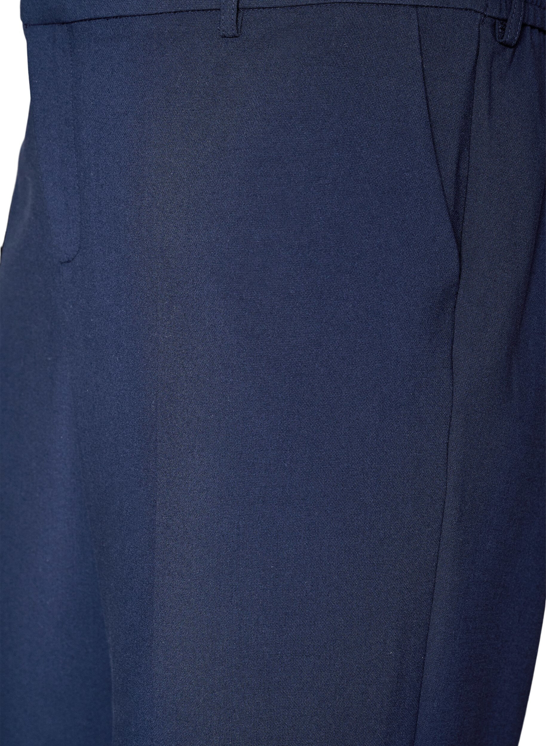 Zizzi Pantalon de tailleur taille haute et coupe droite, Bleu, Packshot image number 2