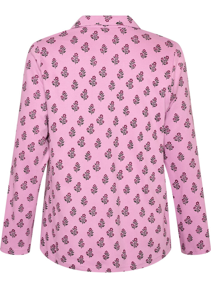 Chemise de pyjama en coton avec poche poitrine, Rose, Packshot image number 1