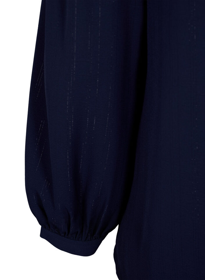 Chemisier avec paillettes argent&eacute;es, Bleu, Packshot image number 3