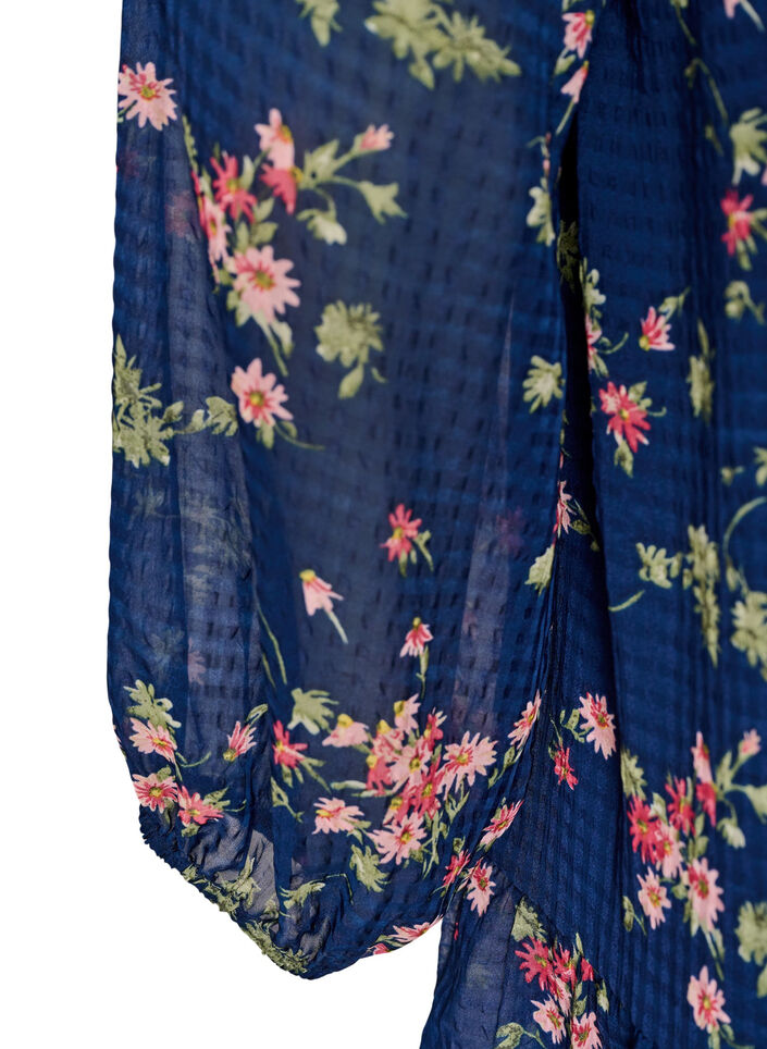 Tunique imprim&eacute;e florale en coupe A, Bleu, Packshot image number 3