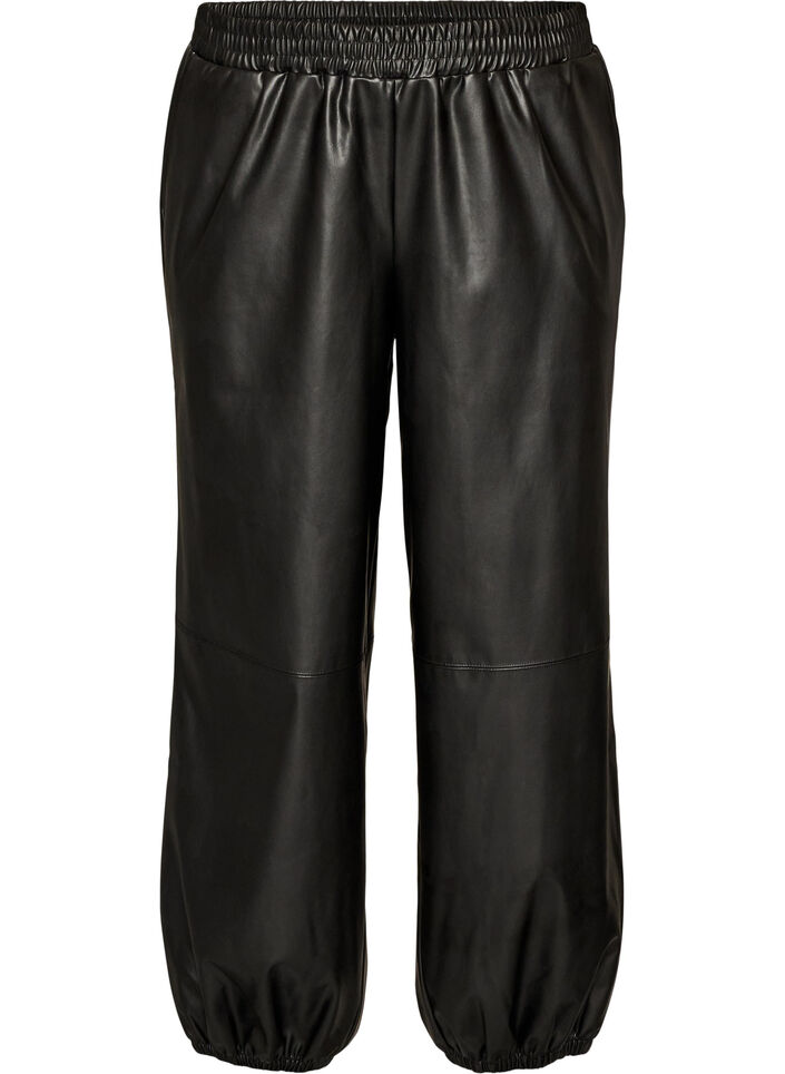 Pantalon ballon en similicuir, Noir, Packshot image number 0