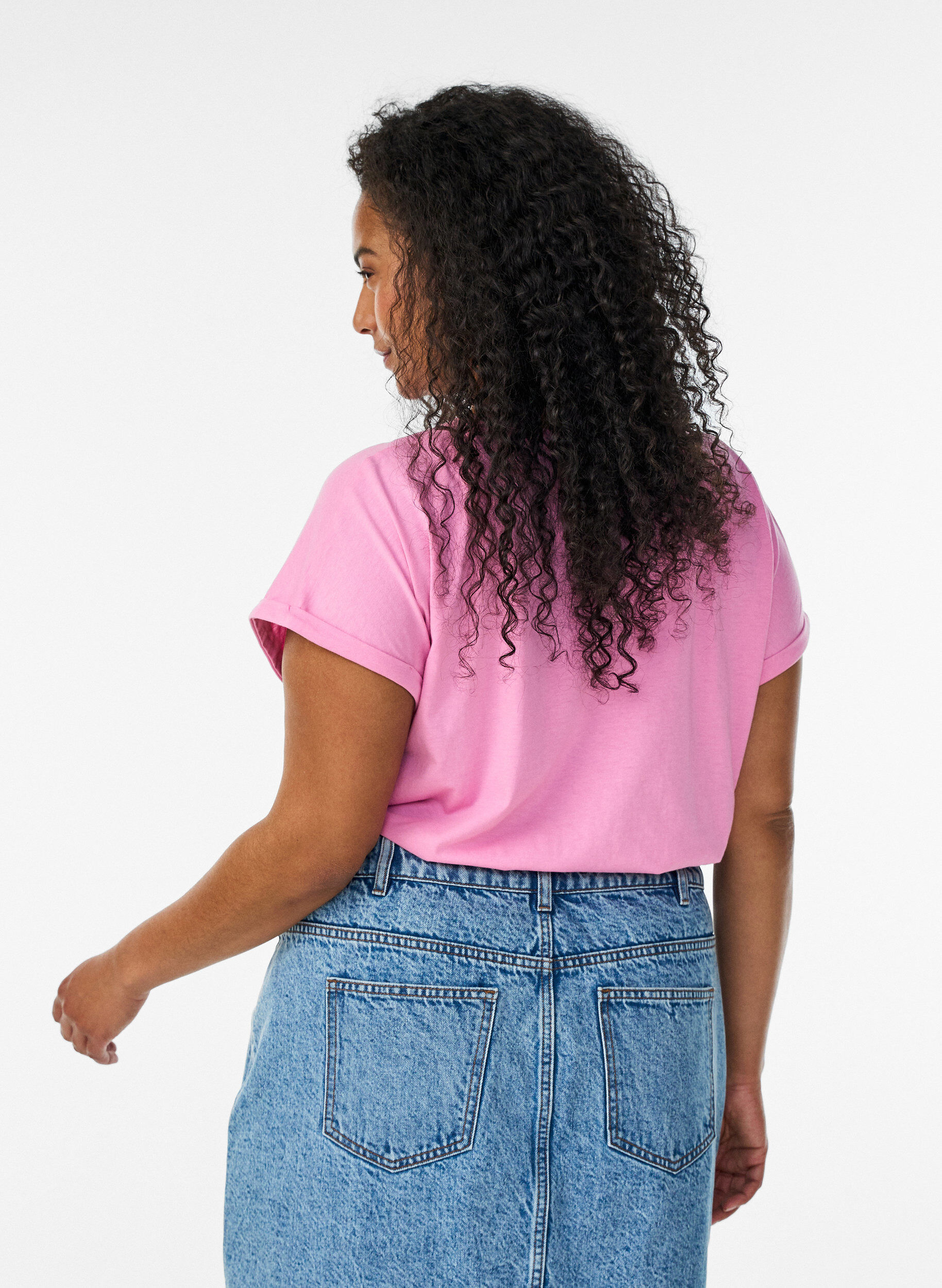 ZizziT-shirt &agrave; manches courtes en coton m&eacute;lang&eacute;, Rose, Model image number 2
