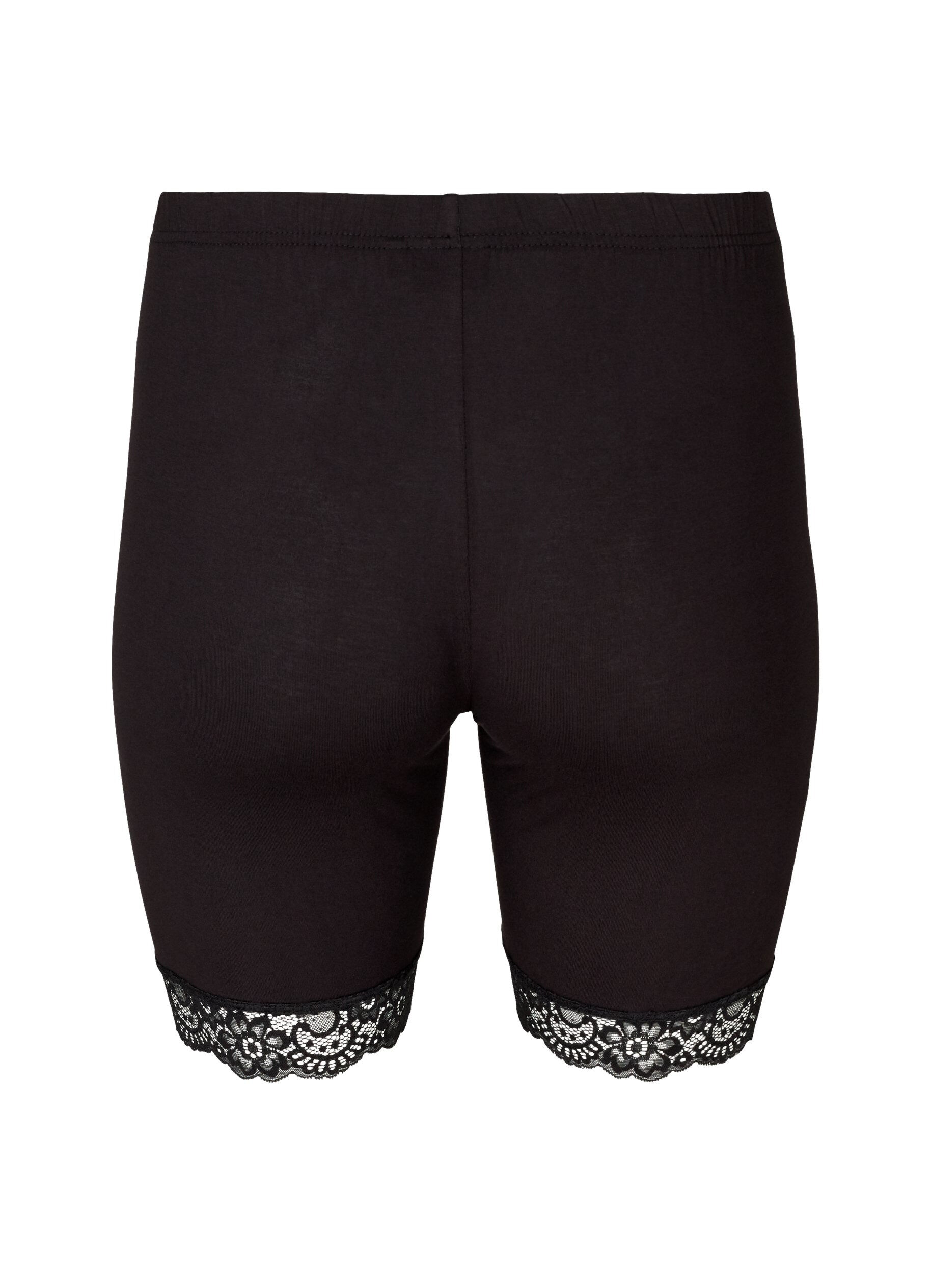 Zizzi Short de cyclisme avec bordure en dentelle, Noir, Packshot image number 1