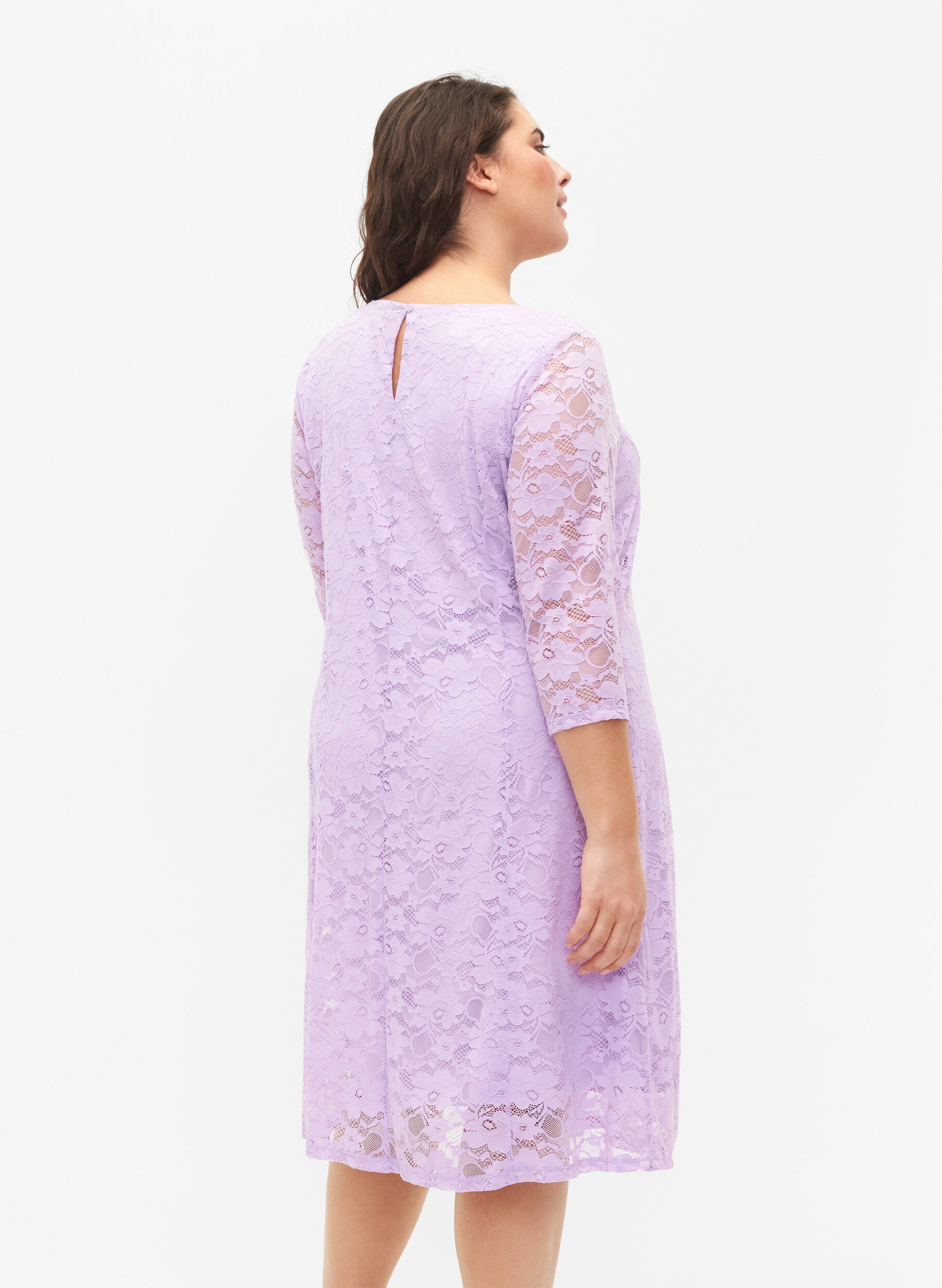 Zizzi Robe en dentelle manches 3/4, Lavendula, Model image number 1