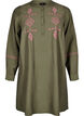 Robe courte avec broderie en contraste, Vert foncé, Packshot image number 0