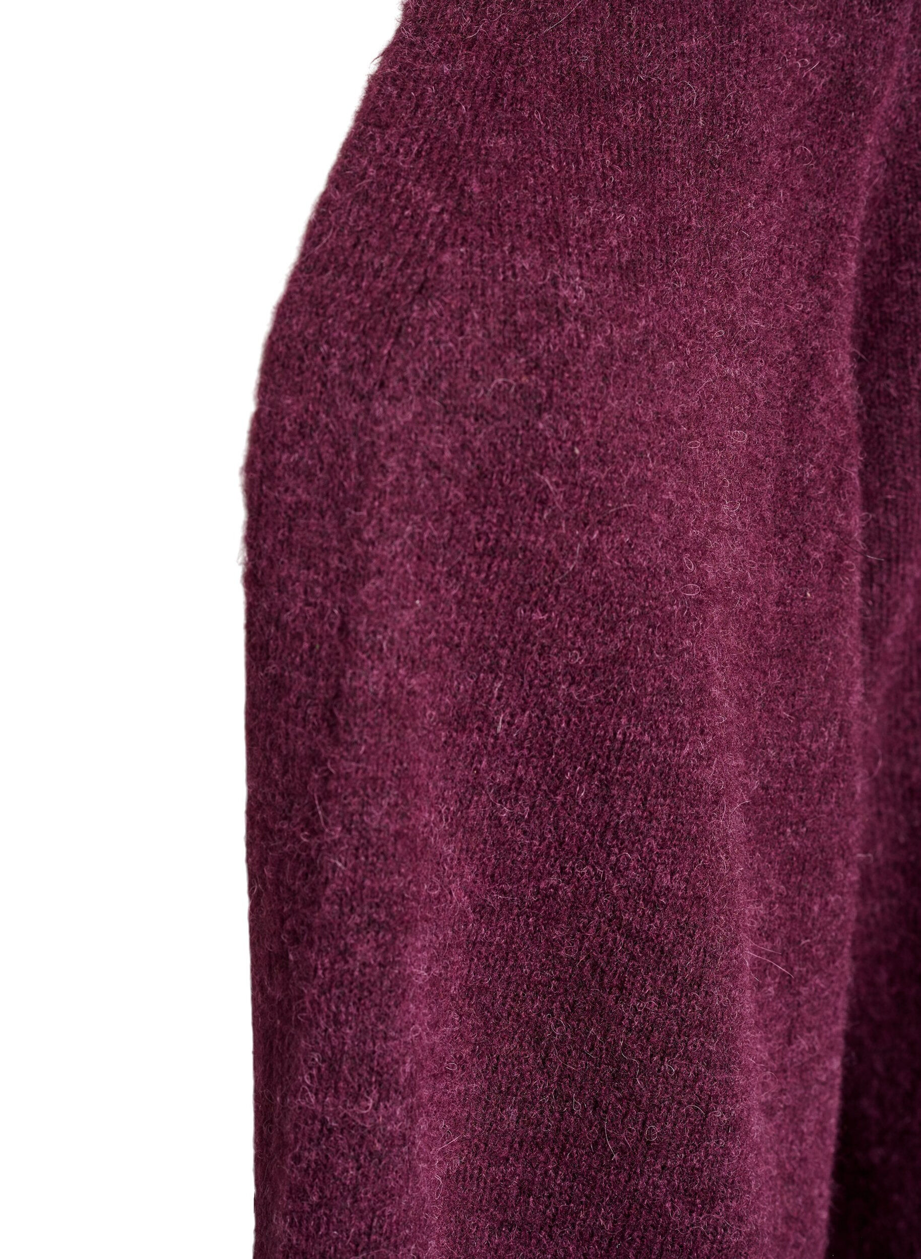 Zizzi Cardigan long en laine et alpaga, Bordeaux, Packshot image number 2