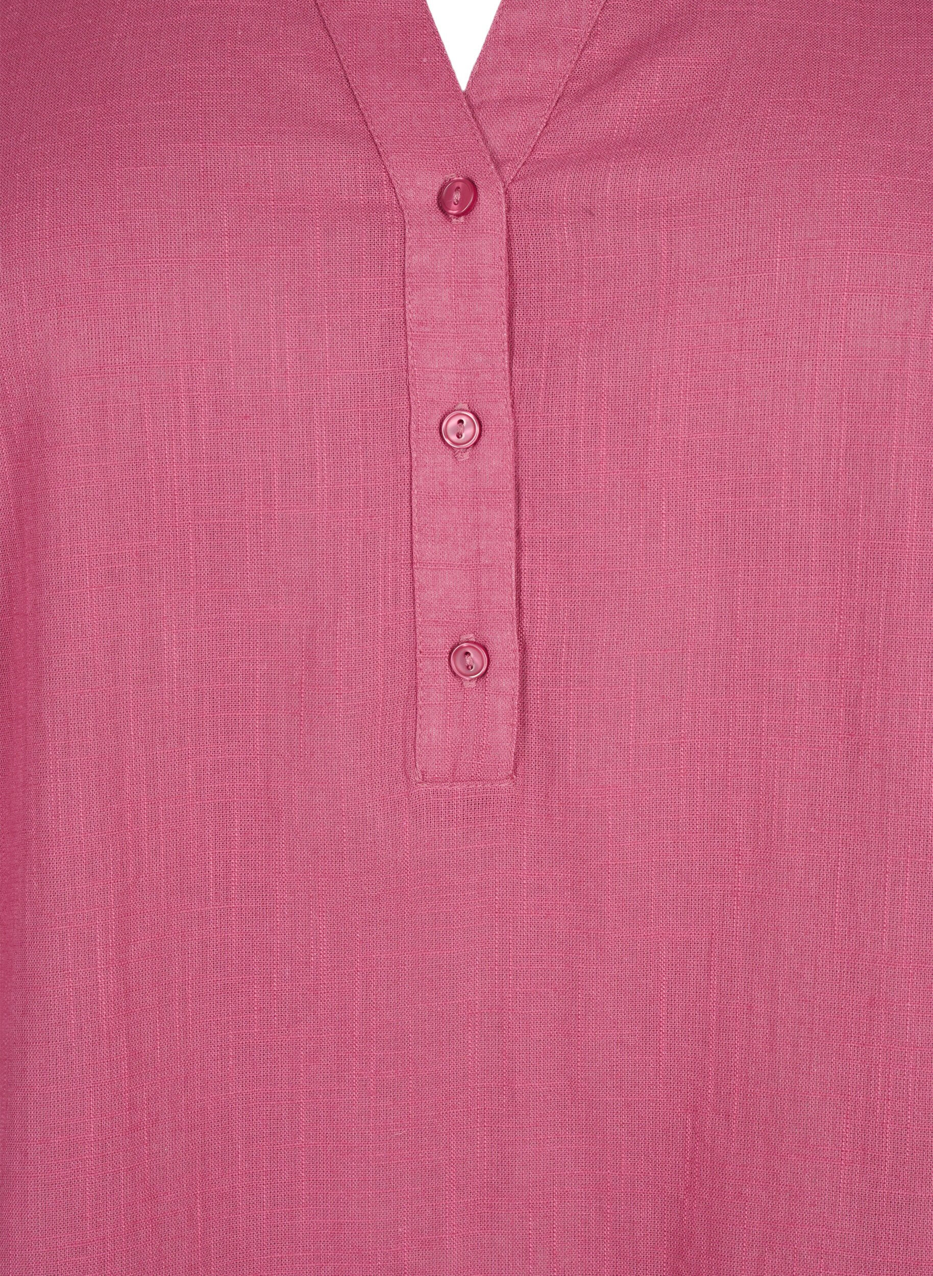 Zizzi Chemisier en coton &agrave; col en V, Malaga, Packshot image number 2