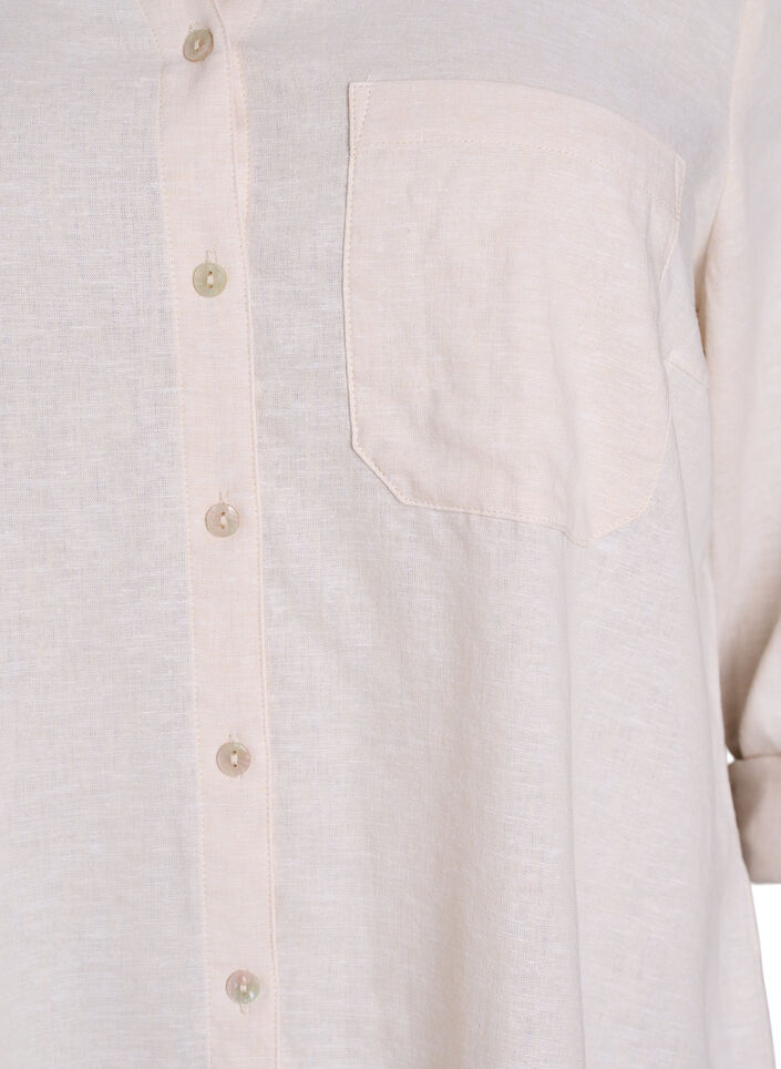 Chemise en lin et viscose avec manches 3/4, Beige, Packshot image number 2
