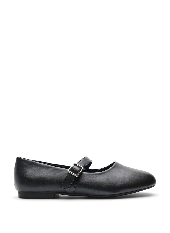 Ballerine en similicuir avec bride, Noir, Packshot
