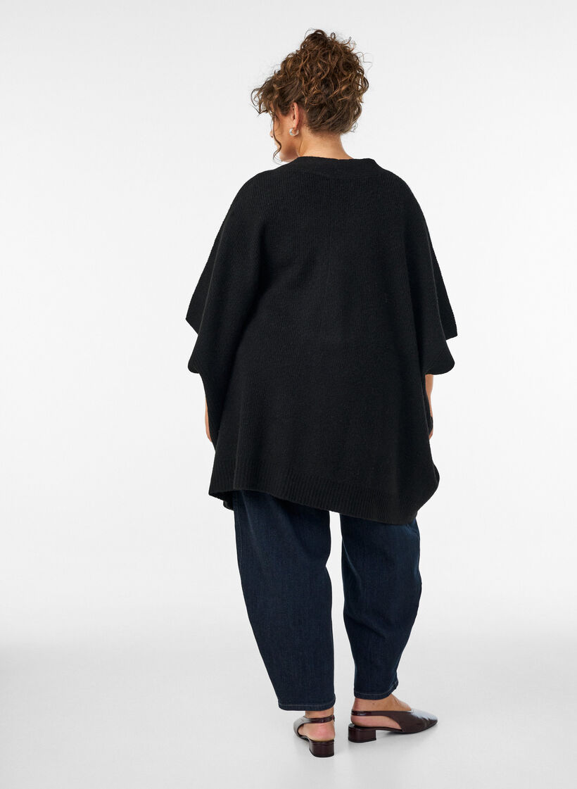 Cardigan ouvert sur le devant &agrave; manches larges, Noir, Model image number 2