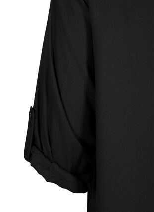 Robe chemise en viscose avec capuche et manches 3/4, Black, Packshot image number 3