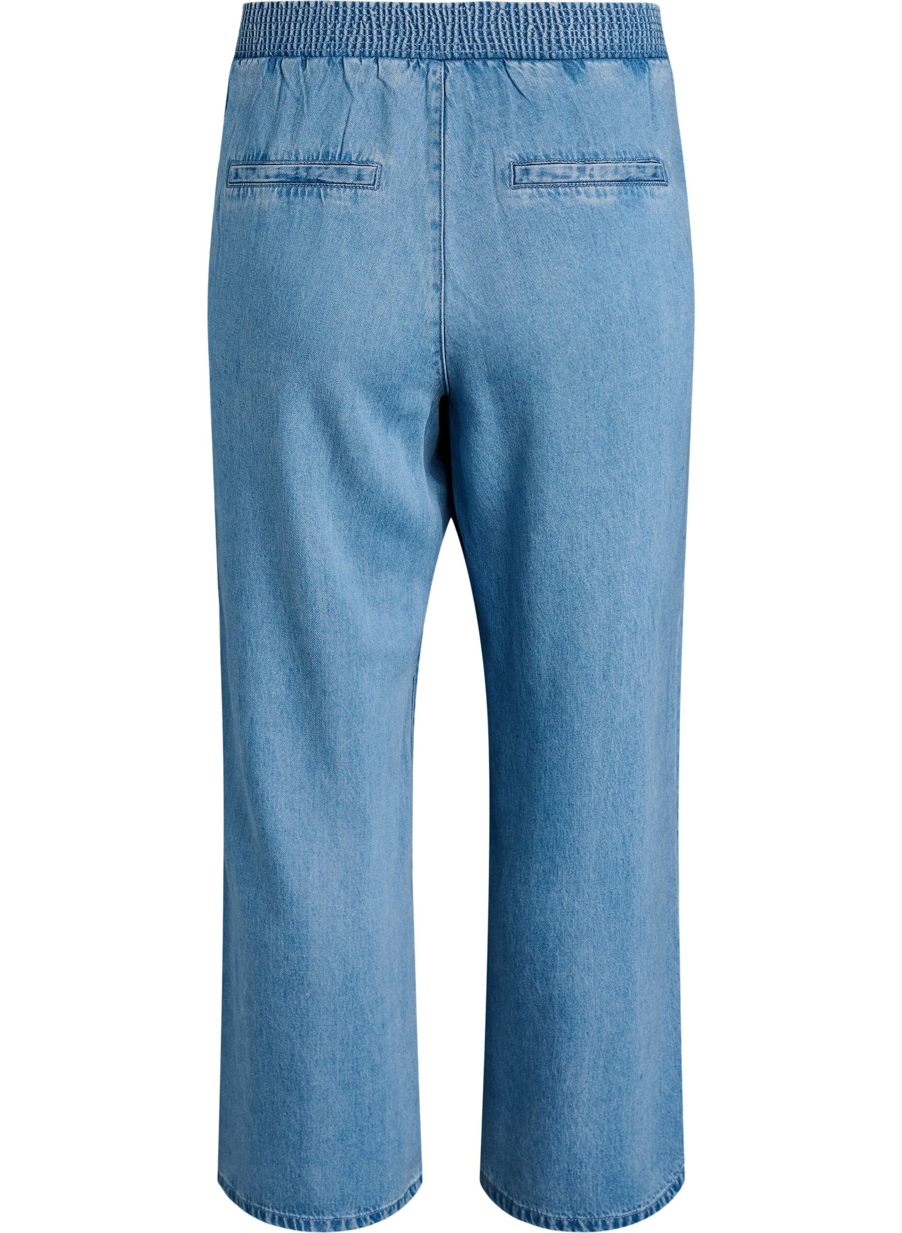 Zizzi Pantalon large en lyocell aspect denim, Bleu Clair, Packshot image number 1