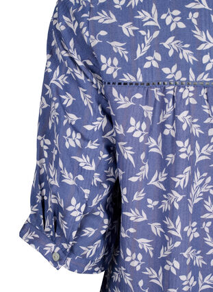 Robe courte en viscose avec bordure en dentelle et coupe trapèze évasée., M. Blue Flower AOP, Packshot image number 3