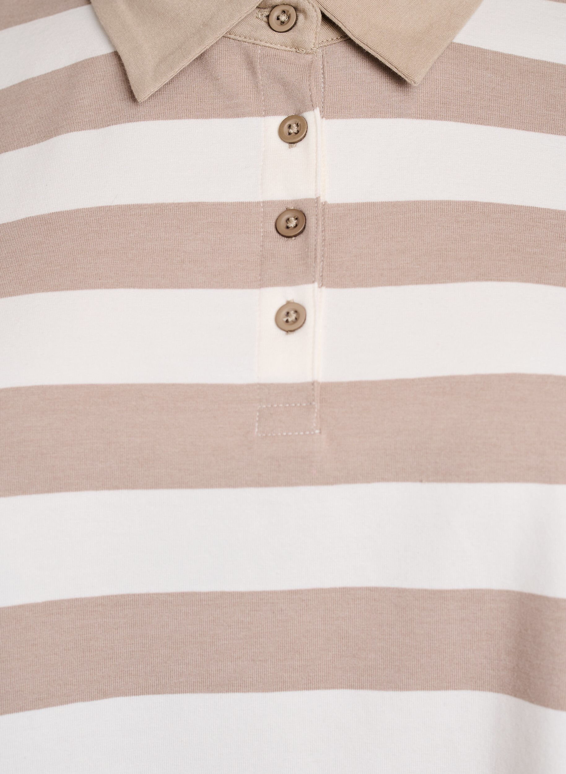 Zizzi Polo &agrave; manches longues avec rayures, Beige, Packshot image number 2