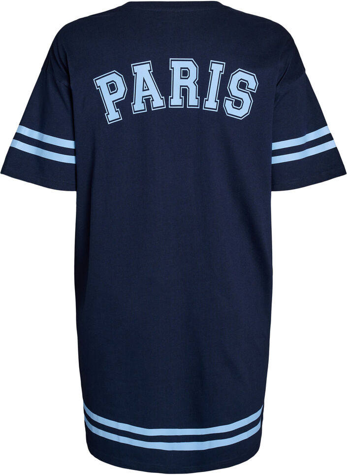 Robe T-shirt courte avec d&eacute;tails sport, Bleu, Packshot image number 1