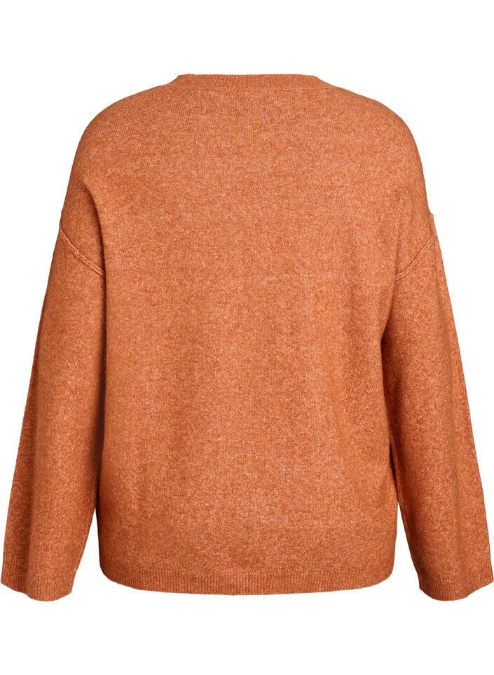 Pull ample en maille avec coutures apparentes, Orange fonc&eacute;, Packshot image number 1