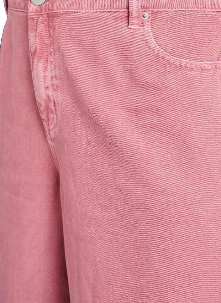 Bermuda taille haute en jean de couleur, Rose poudr&eacute;e, Packshot image number 2