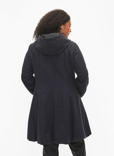 Manteau à carreaux avec de la laine, Dark Grey Melange, Model image number 1