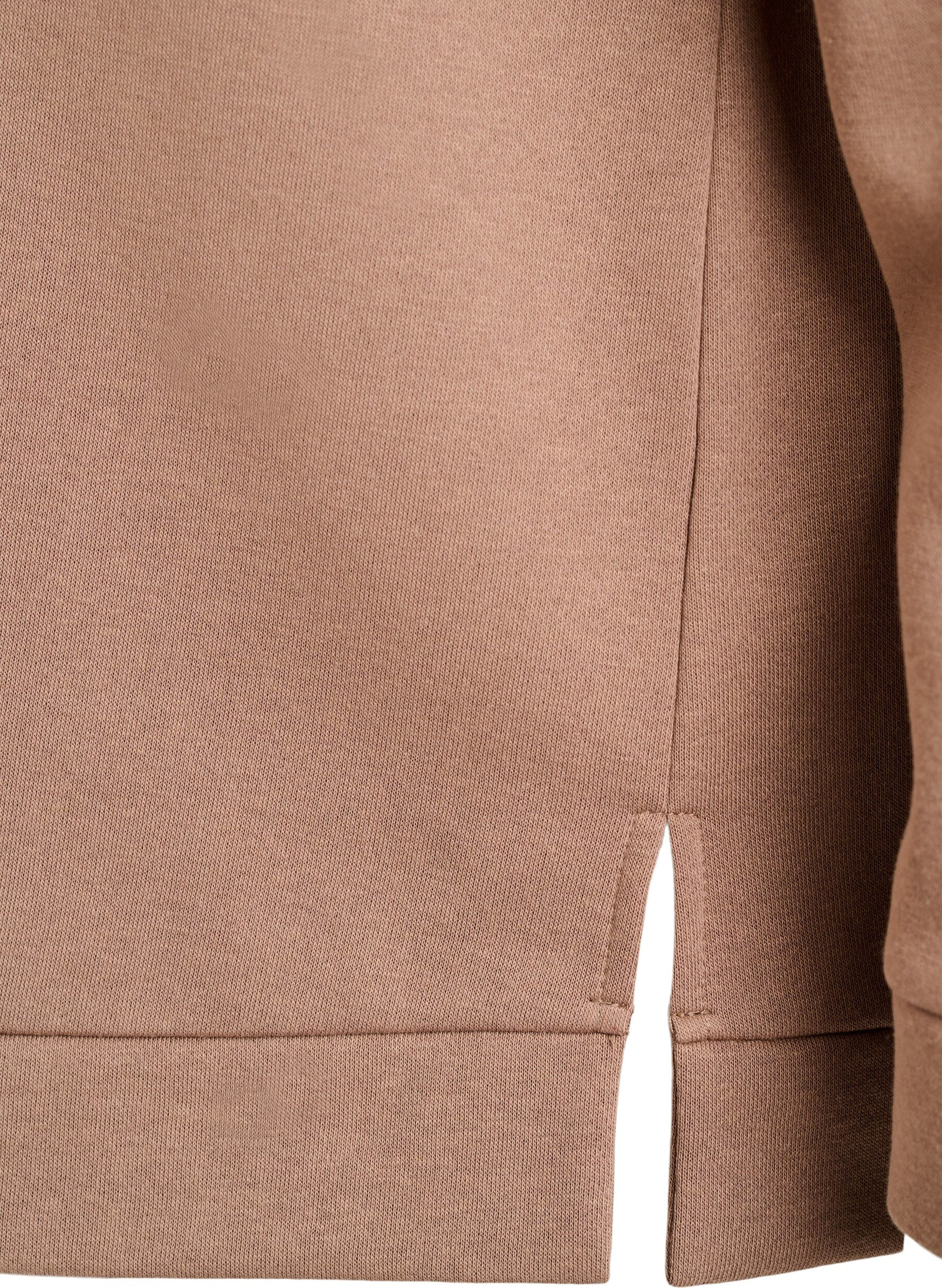 Zizzi Sweatshirt &agrave; col montant et fermeture zipp&eacute;e, Marron, Packshot image number 3
