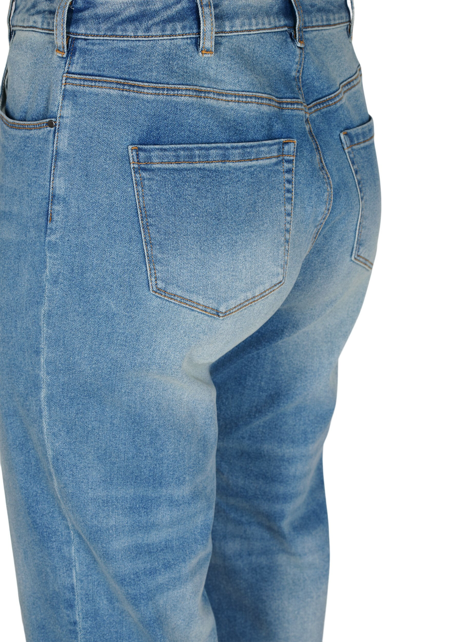 Zizzi Jean 7/8 avec bords bruts et taille haute, Bleu Clair, Packshot image number 3