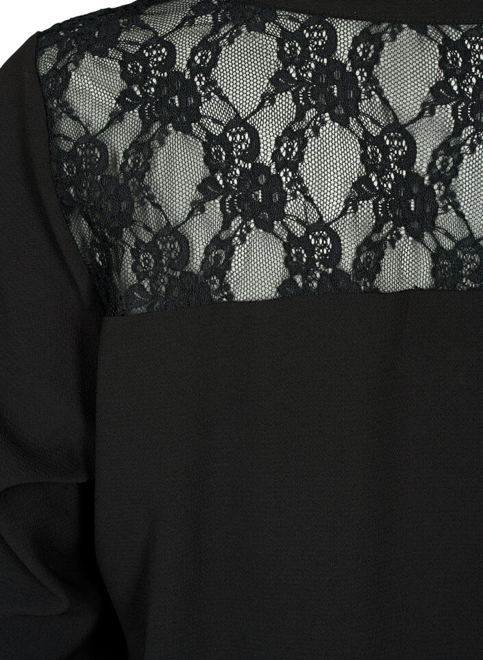 Blouse &agrave; manches longues avec d&eacute;tails en dentelle, Black, Packshot image number 3