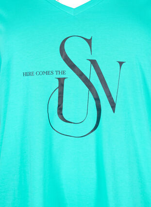 T-shirt en coton avec imprimé, Turquoise SUN, Packshot image number 2