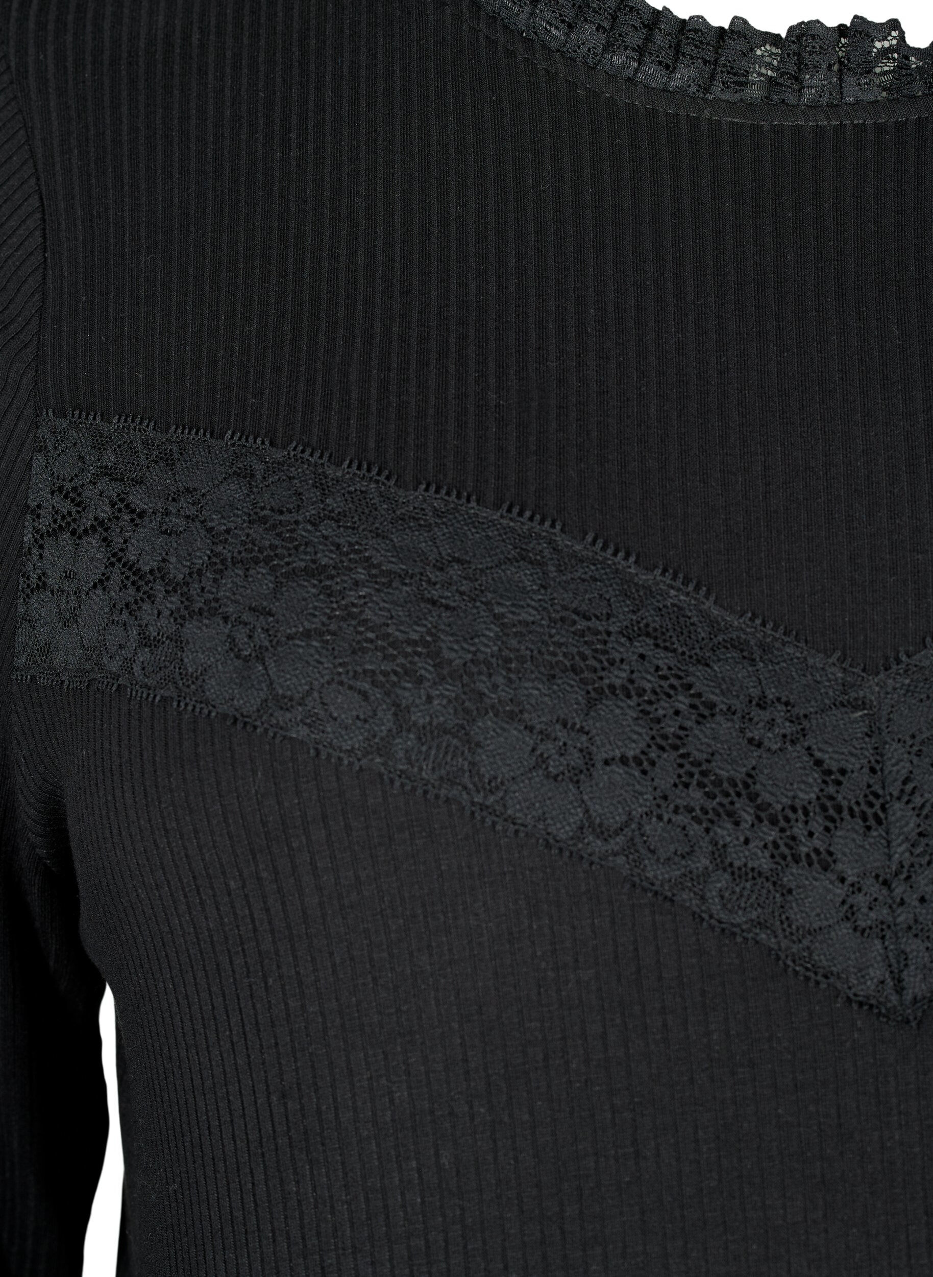 Zizzi Blouse de grossesse avec dentelle et manches longues, Noir, Packshot image number 2