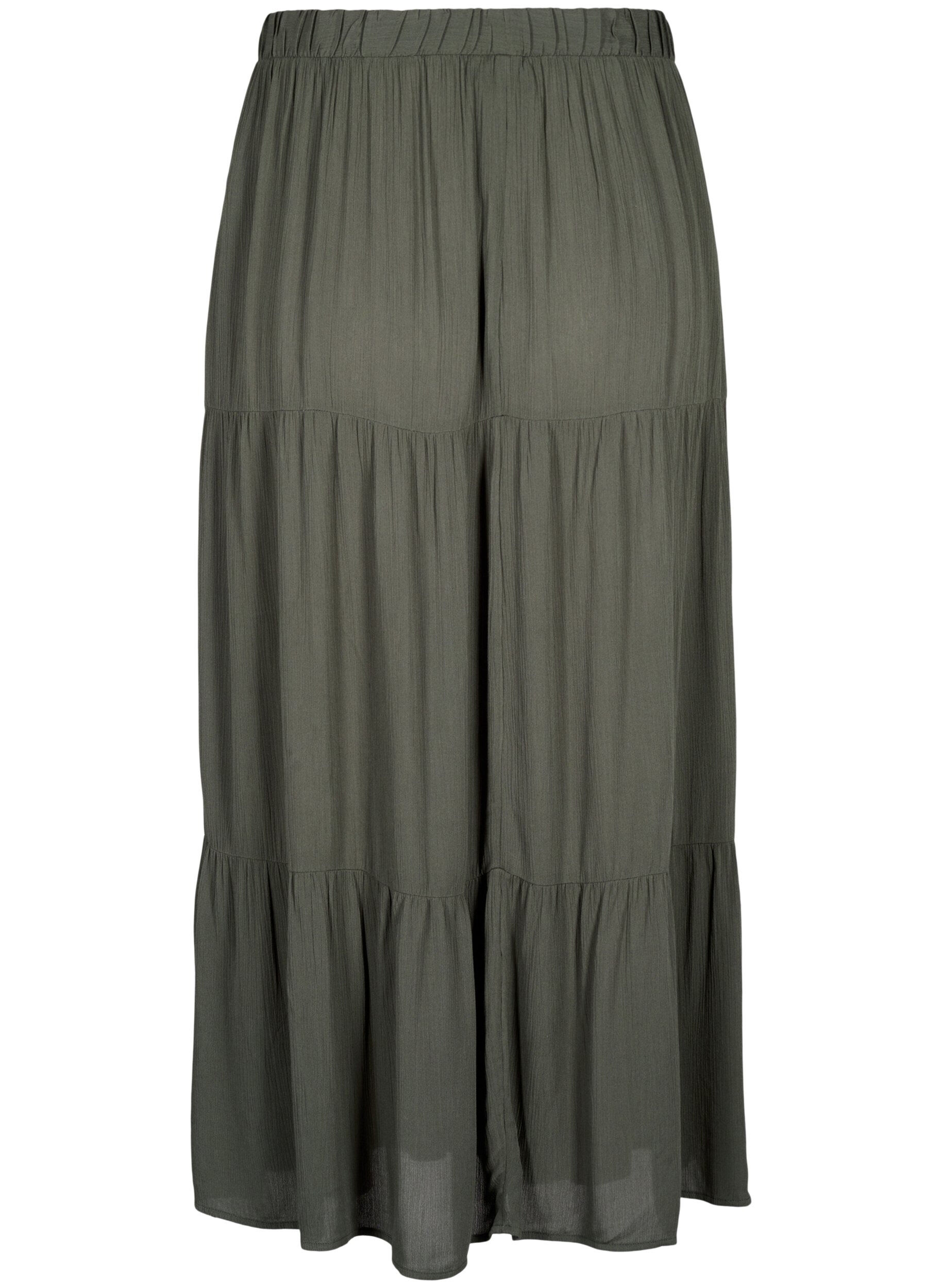 ZizziJupe longue &agrave; taille &eacute;lastiqu&eacute;e, Vert, Packshot image number 1