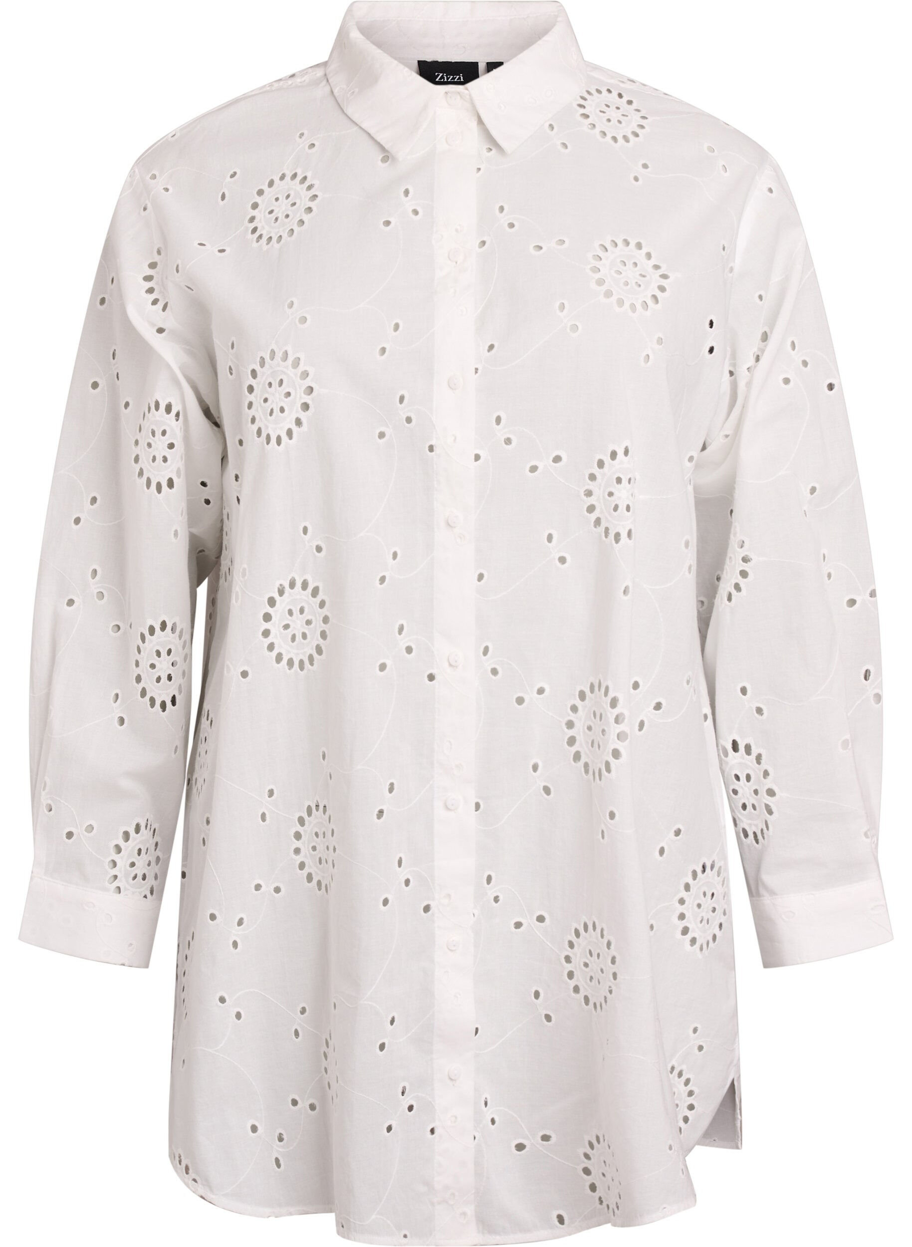 Zizzi Tunique en coton avec broderie anglaise, Blanc, Packshot image number 0