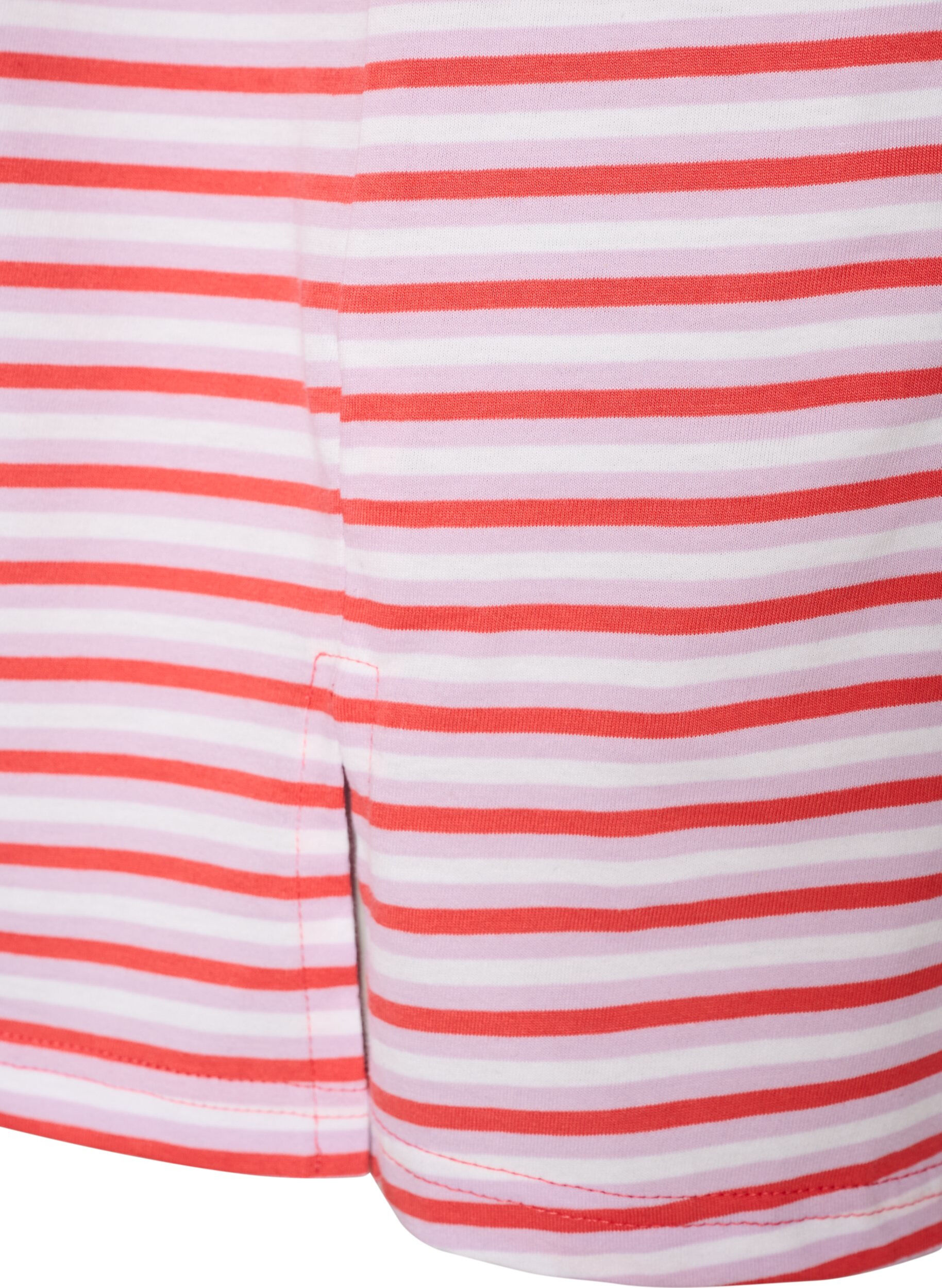 ZizziT-shirt long oversize ray&eacute; en coton bio, Violet, Packshot image number 3
