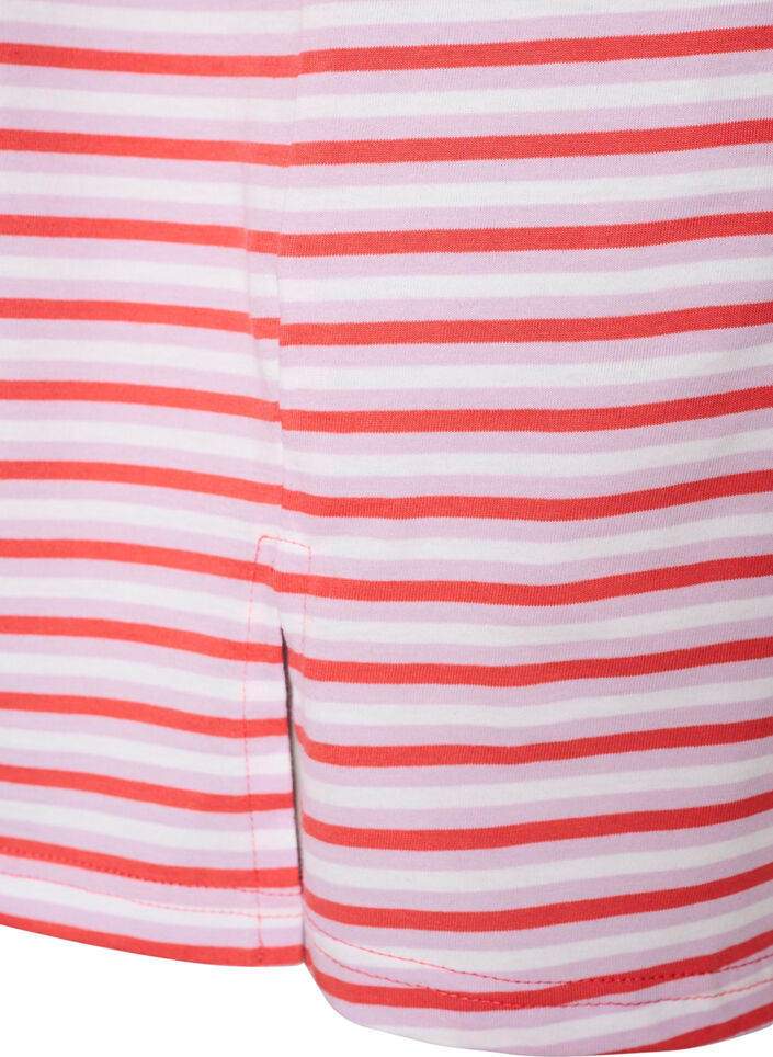 T-shirt long oversize ray&eacute; en coton bio, Violet, Packshot image number 3
