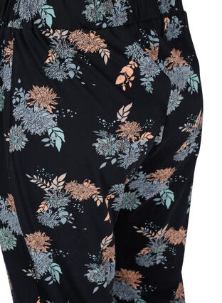 Pantalon de pyjama en coton avec imprimé floral, Black Flower AOP, Packshot image number 3