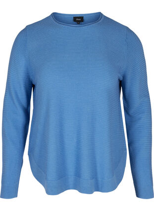 Blouse tricotée à encolure ronde, Ultramarine, Packshot image number 0