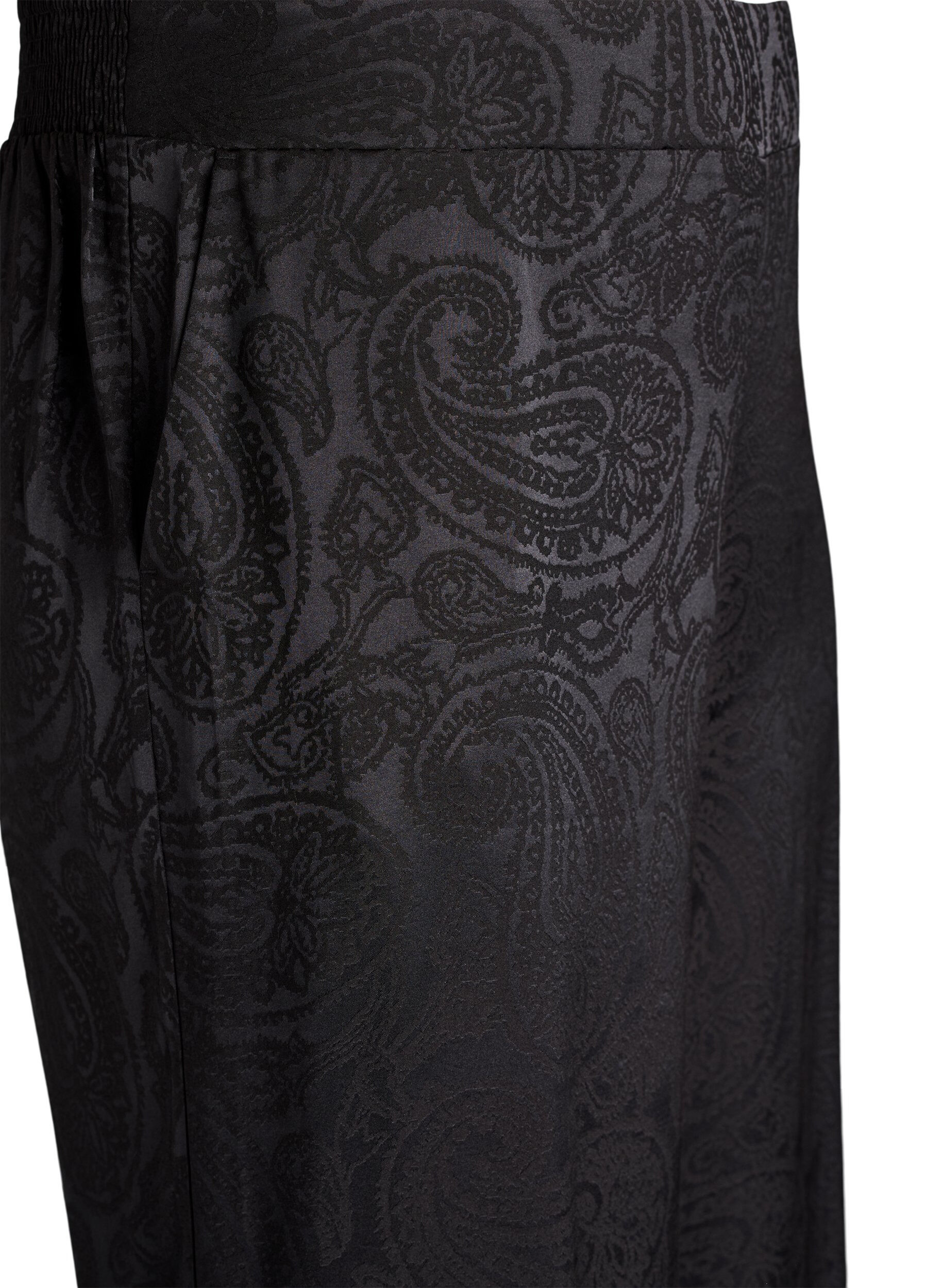 ZizziPantalon ample &agrave; motif cachemire et taille haute, Noir, Packshot image number 2