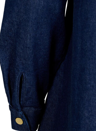 Robe en jean coupe trapèze avec des boutons, Dark Blue Denim, Packshot image number 3
