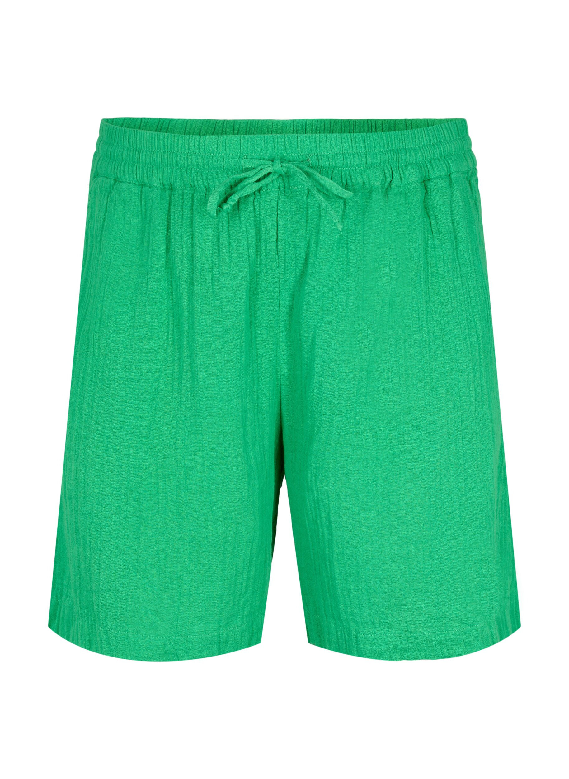 Zizzi Short en mousseline de coton avec poches, Jolly Green, Packshot image number 0