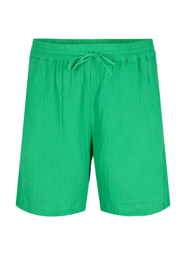 Short en mousseline de coton avec poches, Jolly Green, Packshot image number 0