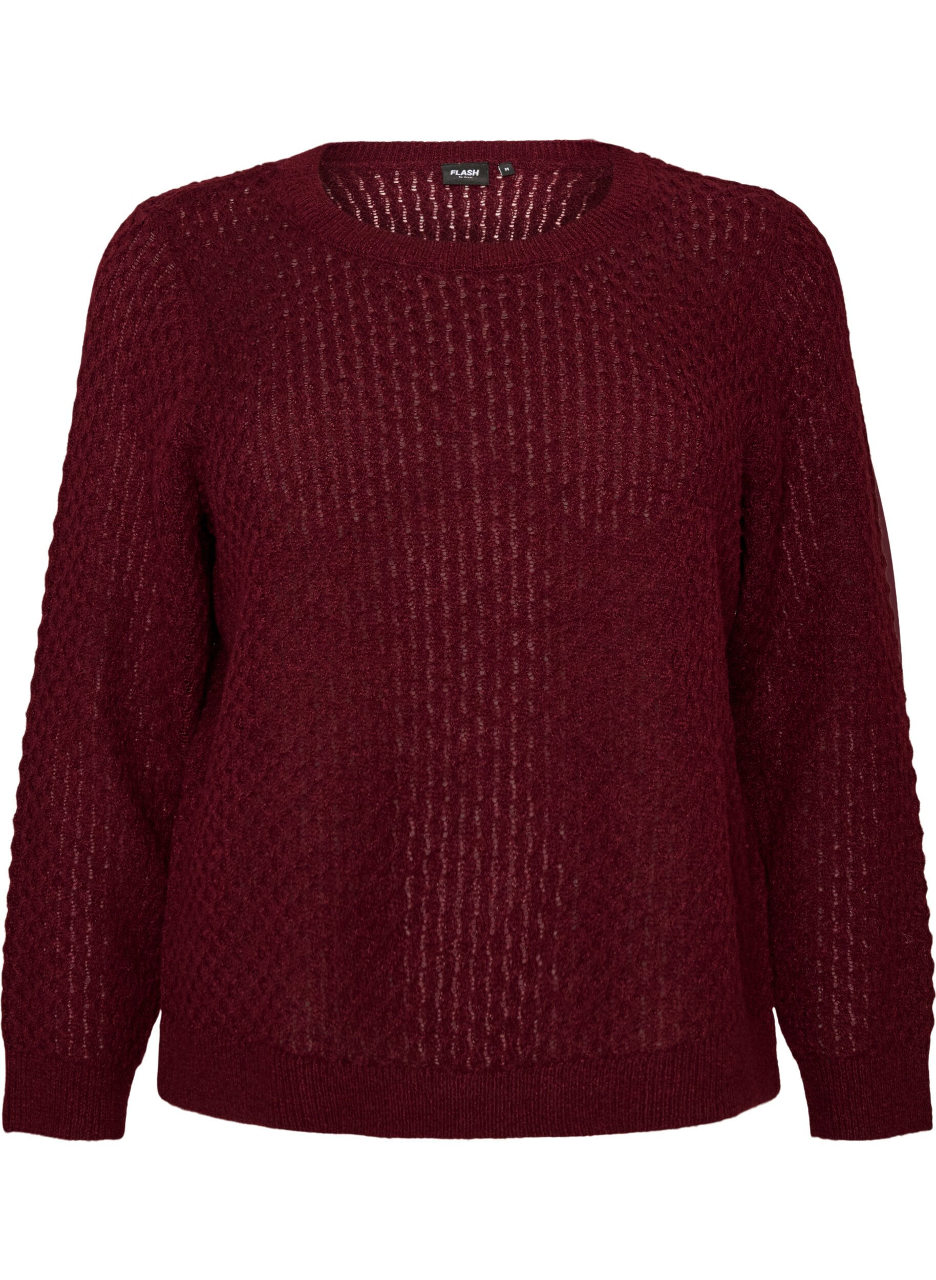 ZizziBlouse en maille avec motif ajour&eacute; textur&eacute;, Bordeaux, Packshot image number 0