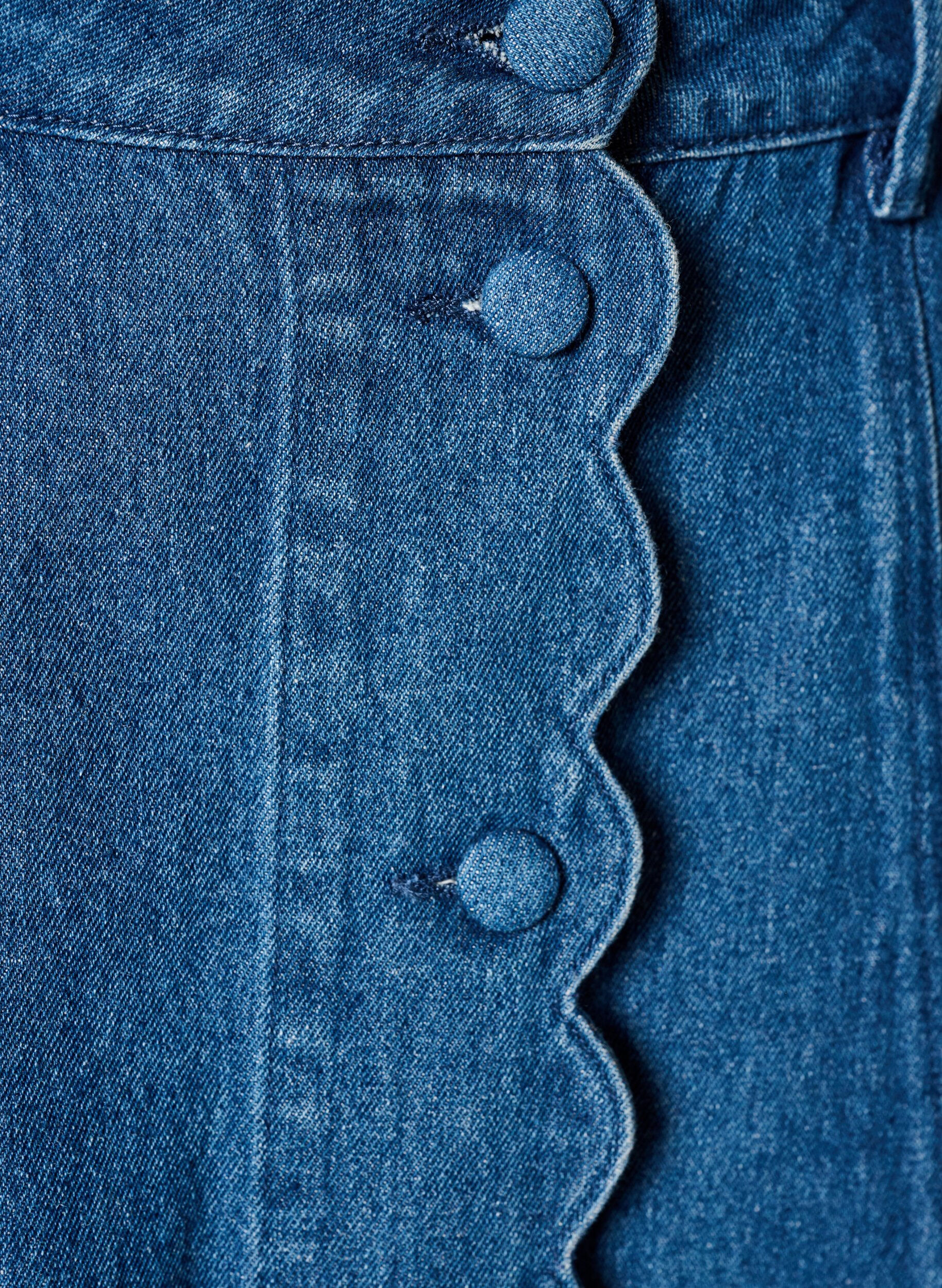 ZizziJupe en jean coupe &eacute;vas&eacute;e avec patte de boutonnage ondul&eacute;e, Bleu, Packshot image number 2